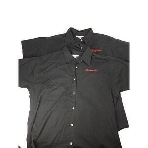 2 Tri-Mountain Womans Shirt XL Snap-on‎ Embroidered Short Sleeve Black Button Up